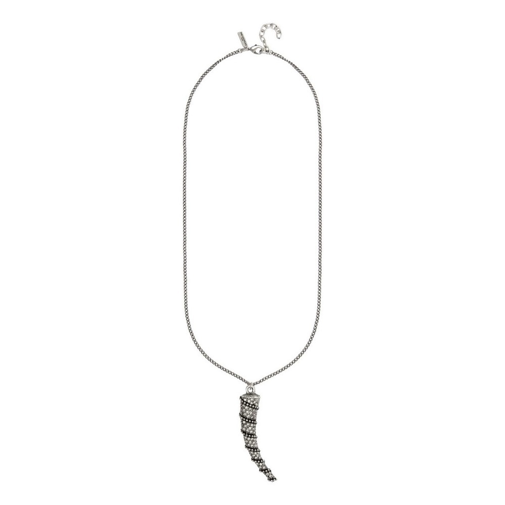THE KOOPLES Horn Pendant Necklace Rhinestone Pavé Talon Statement Chain - Picture 2 of 11